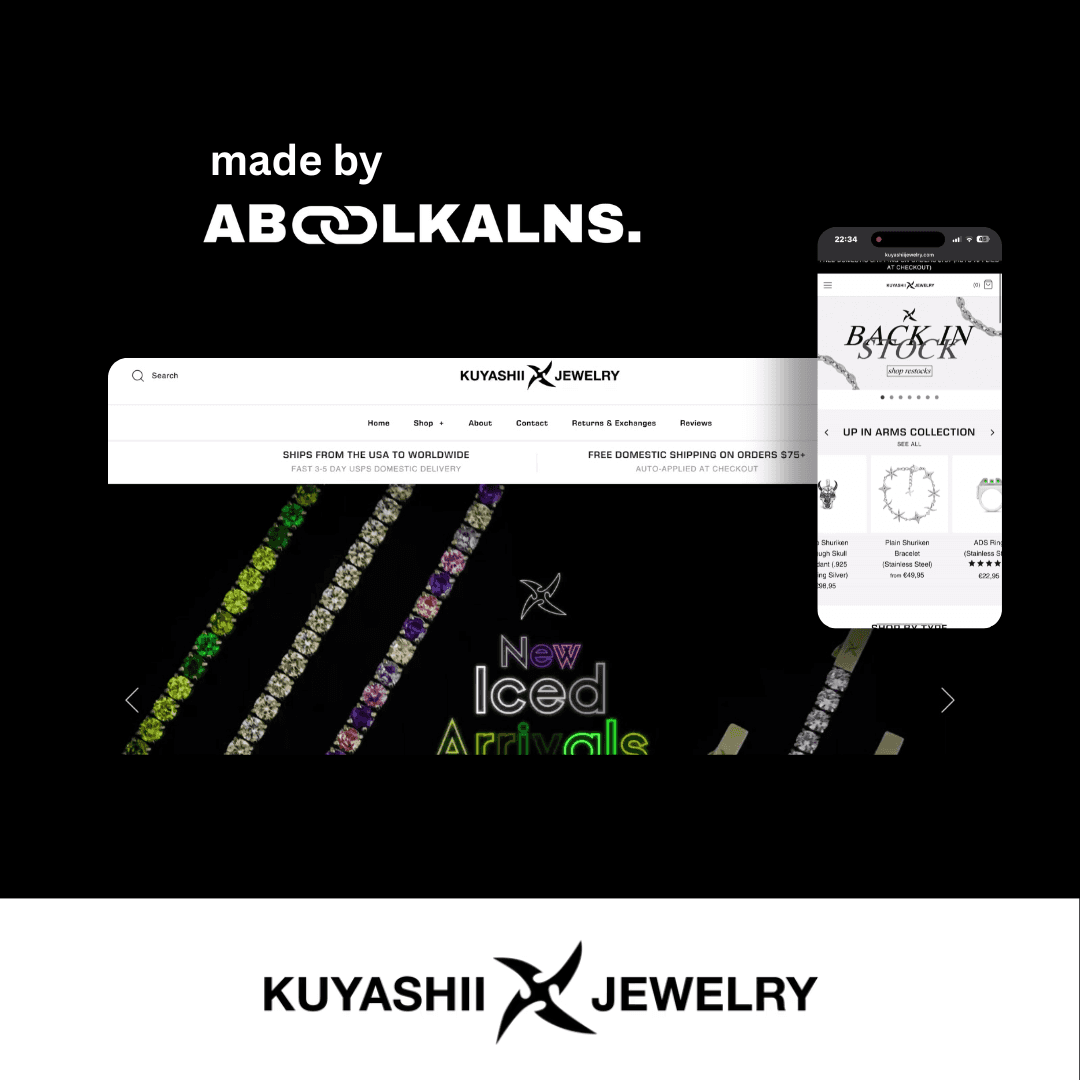 Kuyashii Jewelry website from Sandis's portfolio